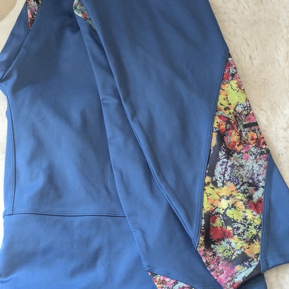 Soulgani Active Blue High Rise Leggings 7/8 Yoga Pants Multicolor Print - Picture 7 of 8